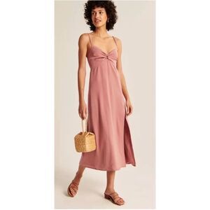 451. Abercrombie and Fitch pink twist front midi dress with a slit size Medium P